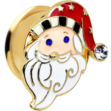 Load image into Gallery viewer, Color Gem Gold Tone Snazzy Santa Christmas Double Flare Plug Set
