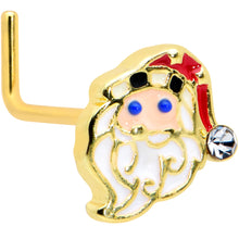Load image into Gallery viewer, 20G 7mm Clear Gem Gold Tone Santa Christmas L Shape Nose Ring
