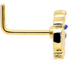 Load image into Gallery viewer, 20G 7mm Clear Gem Gold Tone Santa Christmas L Shape Nose Ring
