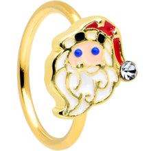 Load image into Gallery viewer, 20G 5/16 Clear Gem Gold Tone Snazzy Santa Christmas Nose Hoop
