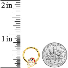 Load image into Gallery viewer, 16G 3/8 Clear Gem Gold Tone Santa Christmas Hinged Segment Ring
