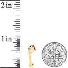 Load image into Gallery viewer, 16G 5/16 Clear Gem Gold Tone Santa Christmas Curved Eyebrow Ring
