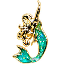 Load image into Gallery viewer, 20G 1/4 Green Faux Opal Curvy Mermaid Nose Bone
