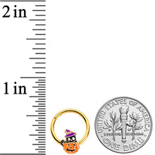 Load image into Gallery viewer, 16G 3/8 Gold Tone Black Cat Witch Pumpkin Hinged Segment Ring
