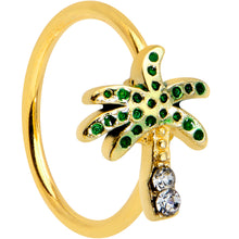 Load image into Gallery viewer, 16G 5/16 Clear Green Gem Gold Tone Retro Palm Tree Nose Hoop

