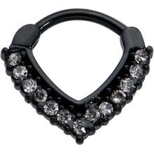 Load image into Gallery viewer, 16G 5/16 Clear CZ Gem Black Classic Chevron Cartilage Clicker

