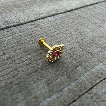 Load image into Gallery viewer, 16G 5/16 Pink Clear Gem Gold Tone Lace Love Labret Monroe Tragus
