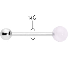 Load image into Gallery viewer, Pink Synthetic Light Rose Quartz Barbell Tongue Ring
