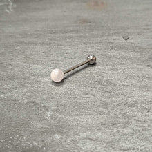 Load image into Gallery viewer, Pink Synthetic Light Rose Quartz Barbell Tongue Ring
