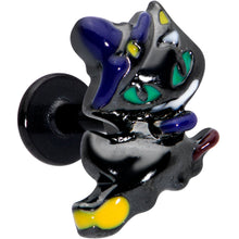 Load image into Gallery viewer, 16G 1/4 Black Witch Cat Halloween Labret Monroe Tragus
