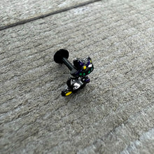 Load image into Gallery viewer, 16G 1/4 Black Witch Cat Halloween Labret Monroe Tragus
