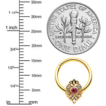 Load image into Gallery viewer, 16G 3/8 Pink Clear Gem Gold Tone Lace Love Hinged Segment Ring
