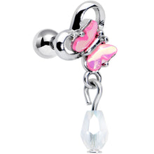 Load image into Gallery viewer, 16G 1/4 Heart Pink Butterfly Dangle Cartilage Tragus Earring
