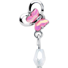 Load image into Gallery viewer, 16G 1/4 Heart Pink Butterfly Dangle Cartilage Tragus Earring
