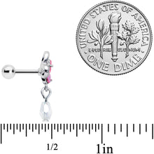 Load image into Gallery viewer, 16G 1/4 Heart Pink Butterfly Dangle Cartilage Tragus Earring
