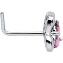 Load image into Gallery viewer, 20G 7mm Heart Pink Butterfly L Shape Nose Ring
