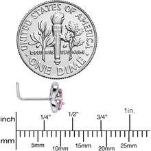 Load image into Gallery viewer, 20G 7mm Heart Pink Butterfly L Shape Nose Ring
