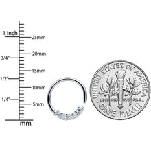 Load image into Gallery viewer, 16G 3/8 White Synthetic Opal Clear CZ Gem Style Closure Ring
