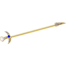 Load image into Gallery viewer, 14G Clear Gem Gold Tone Sabre Sword Industrial Barbell 38mm
