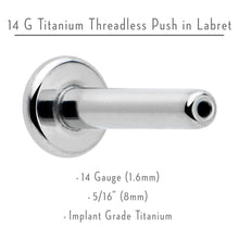 Load image into Gallery viewer, 14G 5/16 G23 Titanium Threadless Post Only Labret Monroe Tragus
