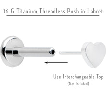 Load image into Gallery viewer, 16G 1/4 G23 Titanium Threadless Post Only Labret Tragus

