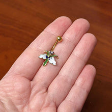 Load image into Gallery viewer, Clear Gem Gold Tone Iris Flower Belly Ring
