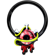 Load image into Gallery viewer, 16G 3/8 Black Spiky Eyeball Halloween Hinged Segment Ring
