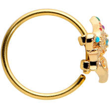 Load image into Gallery viewer, 20G 5/16 Gold Tone Colorful Hearts Butterfly Nose Hoop
