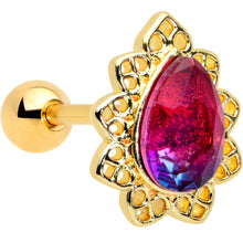Load image into Gallery viewer, 16G 1/4 Purple Tourmaline Gold Tone Drop Cartilage Tragus Earring
