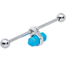 Load image into Gallery viewer, 14G Blue Turquoise Gem Groovy Stone Hippie Industrial Barbell 38mm
