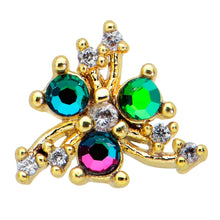 Load image into Gallery viewer, 20G 7mm Purple Tourmaline Gold Tone Spray L Shape Nose Ring
