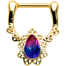 Load image into Gallery viewer, 16G 5/16 Purple Tourmaline Gold Tone Lacy Cartilage Clicker
