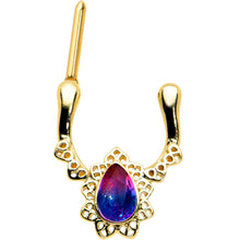 Load image into Gallery viewer, 16G 5/16 Purple Tourmaline Gold Tone Lacy Cartilage Clicker
