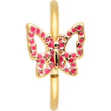 Load image into Gallery viewer, 20G 5/16 Gold Tone Sweet Simple Butterfly Nose Hoop
