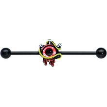Load image into Gallery viewer, 14G Black Spiky Eyeball Halloween Industrial Barbell 38mm
