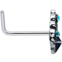 Load image into Gallery viewer, 20G 7mm Blue Gem Rococo Blues Elegant L-Shape Nose Ring
