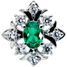 Load image into Gallery viewer, 16G 5/16 Green Gem Ornate Art Deco Labret Monroe Tragus
