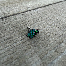 Load image into Gallery viewer, 20G 1/4 Green Synthetic Opal Fall Leaf Nose Bone
