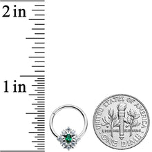 Load image into Gallery viewer, 16G 3/8 Clear Green Gem Ornate Art Deco Hinged Segment Ring
