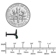 Load image into Gallery viewer, 16G 1/4 Green Synthetic Opal Black Fall Leaf Labret Monroe Tragus
