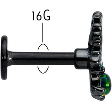 Load image into Gallery viewer, 16G 1/4 Green Synthetic Opal Black Fall Leaf Labret Monroe Tragus
