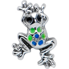 Load image into Gallery viewer, 20G 1/4 Black Gem Polka Dot Blue Green Frog Nose Bone
