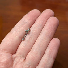 Load image into Gallery viewer, 16G 5/16 Black Gem Polka Dot Frog Blue Green Curved Eyebrow Ring
