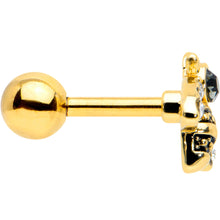 Load image into Gallery viewer, 16G 1/4 Clear Black Gem Gold Tone Angular Bee Cartilage Tragus
