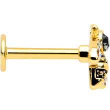 Load image into Gallery viewer, 16G 5/16 Clear Black Gem Gold Tone Angular Bee Labret Tragus
