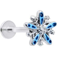Load image into Gallery viewer, 16G 5/16 Snowflake Blues Christmas Labret Monroe Tragus
