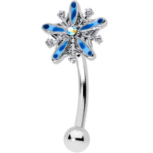 Load image into Gallery viewer, 16G 5/16 Aurora Gem Snowflake Blues Christmas Curved Eyebrow Ring
