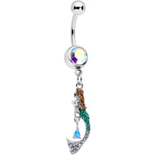 Load image into Gallery viewer, Aurora Green Gem Fancy Fashion Mermaid Dangle Belly Ring
