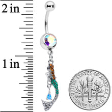 Load image into Gallery viewer, Aurora Green Gem Fancy Fashion Mermaid Dangle Belly Ring
