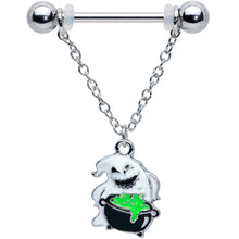 Load image into Gallery viewer, 14G 5/8 Ghost Goo Cauldron Halloween Chain Dangle Nipple Ring Set
